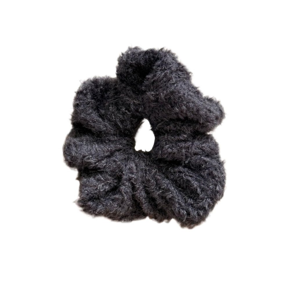 4 Pcs Autumn And Winter Hair Loop Plush Large Intestine Lazy Style Meatball Rope For Women(GRAY)