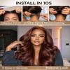 Beauty Forever Reddish Brown Lace Front Wig Human Hair 7x5 Body Wave Bye Bye Slip Glueless Wigs with Elastic Drawstring,Pre Plucked,Bleached Knots,Natural Hairline,150% Density 20inch view 3