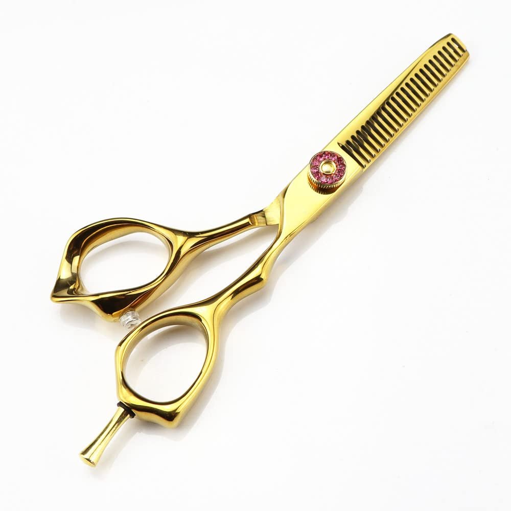 Hair Cutting Shears 5inch 440c ale Scissor Gold Cut Scissors Barber Haircut Thinning Hairdresser(Thinning)