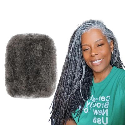Afro Kinky-Curly Bulk Human Hair 50g/pack, Salt&Pepper, 16Inches