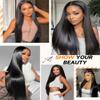 Ruibor 13x6 Lace Front Wigs Human Hair Pre Plucked Straight Wigs Human Hair 200 Density Glueless HD Lace Frontal Wigs No Tangle Tiny Knots Black Wig Soft Heat-Resistant Invisilbe Hairline 22 Inch view 3