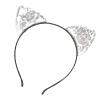 Dioche Reversible Sequin Cat Reversible Sequined Cat Ear Headband, Cool Ear Hair Accessory for Women, Perfect for Party Decorations and Vacation outfits. (Silver) view 1