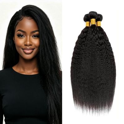CISMMEUYE Human Hair Yaki Straight Bundles 1B Natural Color 26 28 30 inch