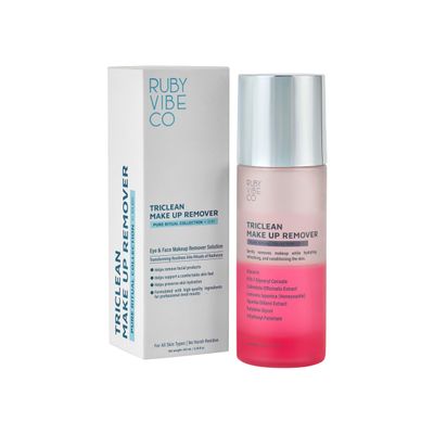 RUBY VIBE CO Waterproof Makeup Remover Eye & Face Makeup Remover, Gentle Formula For All Skin Types, 3.38 fl oz (100 ml)