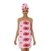 Yeahhhlife Bath Wrap Hair Towel Set, Pink Red Flowers Adjustable Closure Spa Shower Towels, Quick Dry Soft Lightweight Bath Towels Skirt Body Wrap for Women view 1