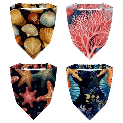 RODAILYCAY 4 PCS Hair Scarf Headband for Women Girls, Non Slip Head Covers, Elastic Triangle Head Scarf Bandanas Starfish