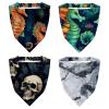 RODAILYCAY 4 Pieces Triangle Head Scarf, Chiffon Hair Kerchief, Skeleton Skull Elastic Hair Scarf Bandanas for Women Girls view 1