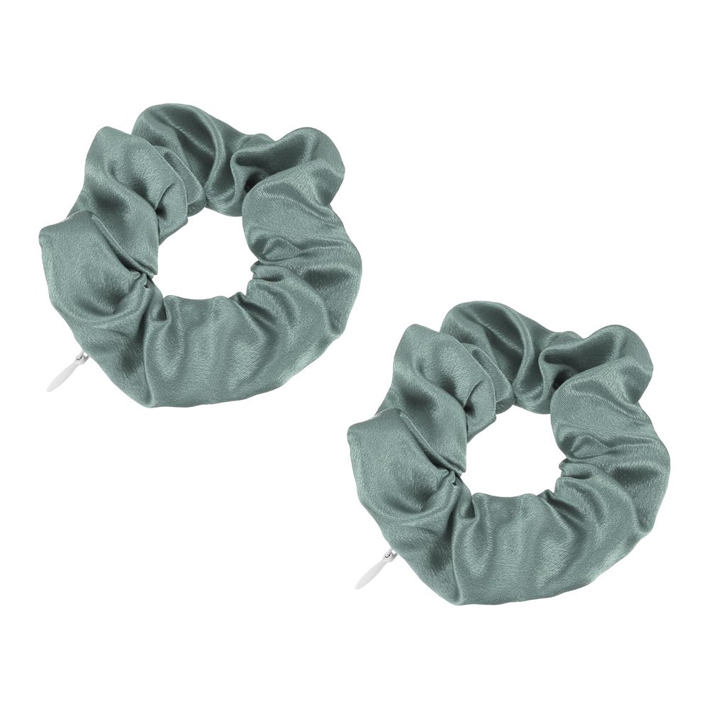 PATIKIL 4.33 Inch Zipper Scrunchie, 2 Pcs Silk Satin Hidden Pocket Scrunchie Elastic Hair Bands Soft Hair Ties Bracelet for Money Keys Hiding Women Thin Thick Hair Styling, Grey
