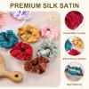PATIKIL 4.33 Inch Zipper Scrunchie, 2 Pcs Silk Satin Hidden Pocket Scrunchie Elastic Hair Bands Soft Hair Ties Bracelet for Money Keys Hiding Women Thin Thick Hair Styling, Grey view 3