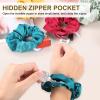 PATIKIL 4.33 Inch Zipper Scrunchie, 2 Pcs Silk Satin Hidden Pocket Scrunchie Elastic Hair Bands Soft Hair Ties Bracelet for Money Keys Hiding Women Thin Thick Hair Styling, Grey view 4