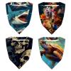 RODAILYCAY Skeleton Skull 4 Pieces Triangle Head Scarf, Chiffon Hair Bandanas Kerchief, Elastic Hair Scarf Bandanas for Women Girls view 1