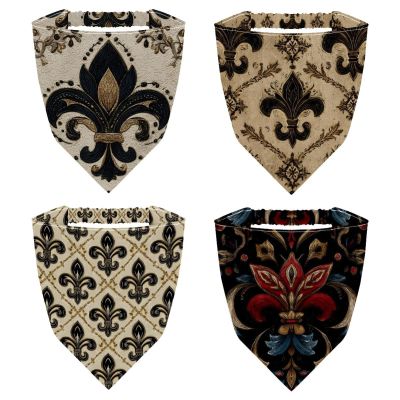 RODAILYCAY 4 Packs Hair Scarf Headband for Women Girls Non Slip Head Covers Black Retro Iris Ethnic Pattern Elastic Triangle Head Scarf Bandana