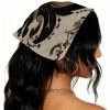 RODAILYCAY 4 Packs Hair Scarf Headband for Women Girls Non Slip Head Covers Black Retro Iris Ethnic Pattern Elastic Triangle Head Scarf Bandana view 2