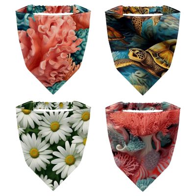 RODAILYCAY 4 Pieces Hair Scarf, Chiffon Head Kerchief, Daisy Non Slip Triangle Headband Bandana for Women Girls