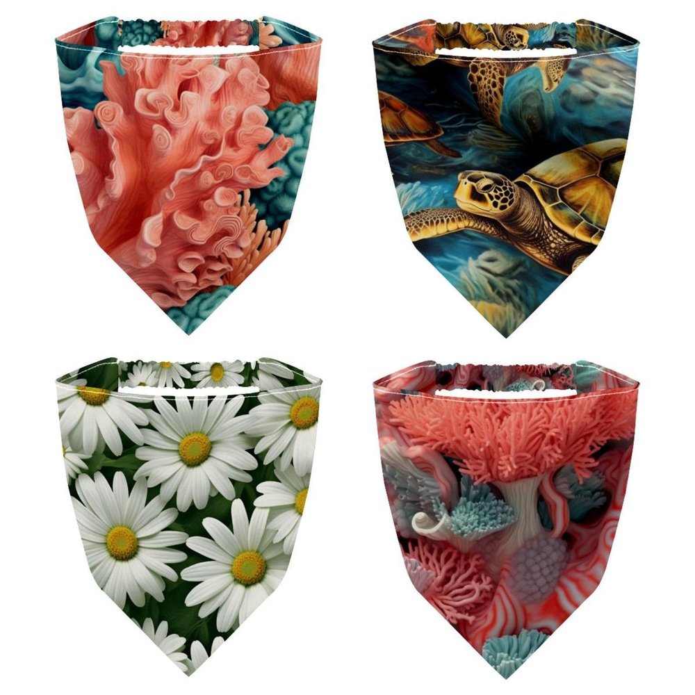 RODAILYCAY 4 Pieces Hair Scarf, Chiffon Head Kerchief, Daisy Non Slip Triangle Headband Bandana for Women Girls