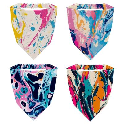 RODAILYCAY 4 Packs Hair Scarfs Headband, Colorful Marble Texture Pattern Triangle Head Scarves, Non Slip Hairband Bandanas, Head Kerchief for Women Girls