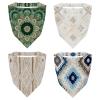 RODAILYCAY Retro Beige Ethnic Pattern 4 Packs Hair Scarf, Chiffon Bandanas Kerchief, Non Slip Triangle Headband Bandana for Women Girls view 1