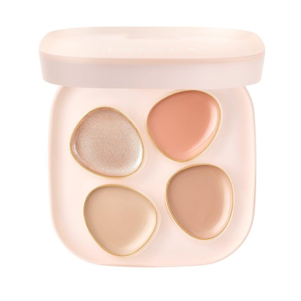 1PC To One Concealer, Multi Purpose Moisturizing 4 Color Cream Concealer Highlighter Palette to Create Flawless Makeup, 1.7g (01)