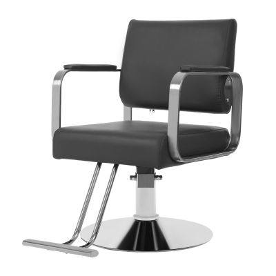 JAYEUW Barber Chair Hair Salon Chair for Hair Stylist for Home, Hydraulic Salon Styling Chair with PU Leather, Adjustable Height, Footrest, Heavy-Duty Steel Frame (Black w/Silver Base)