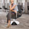 JAYEUW Barber Chair Hair Salon Chair for Hair Stylist for Home, Hydraulic Salon Styling Chair with PU Leather, Adjustable Height, Footrest, Heavy-Duty Steel Frame (Black w/Silver Base) view 2