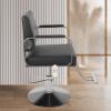 JAYEUW Barber Chair Hair Salon Chair for Hair Stylist for Home, Hydraulic Salon Styling Chair with PU Leather, Adjustable Height, Footrest, Heavy-Duty Steel Frame (Black w/Silver Base) view 3