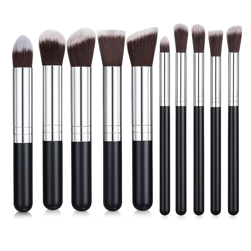 10 Pcs Makeup Brushes Set Include Soft Synthetic Foundation Concealer Blush Highlighter Brushes Eye Nose Eyeshadow Blending Shadows Smudge Brush Tools for Travel and Daily Powder Liquid Cream Cosmetic