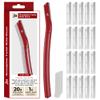 Jia Dermaplane Facial Metal Razor with 20 Swiss-Made Replacement Blades Eyebrow Trimmer & Face Shaver for Women and Men, Peach Fuzz & Dead Skin Cell Removal Tool (Ruby Red) view 1