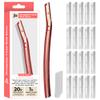 Jia Dermaplane Facial Metal Razor in Rose Gold with 20 Swiss-Made Replacement Blades Eyebrow Trimmer & Face Shaver for Women and Men, Peach Fuzz & Dead Skin Cell Removal Tool view 1