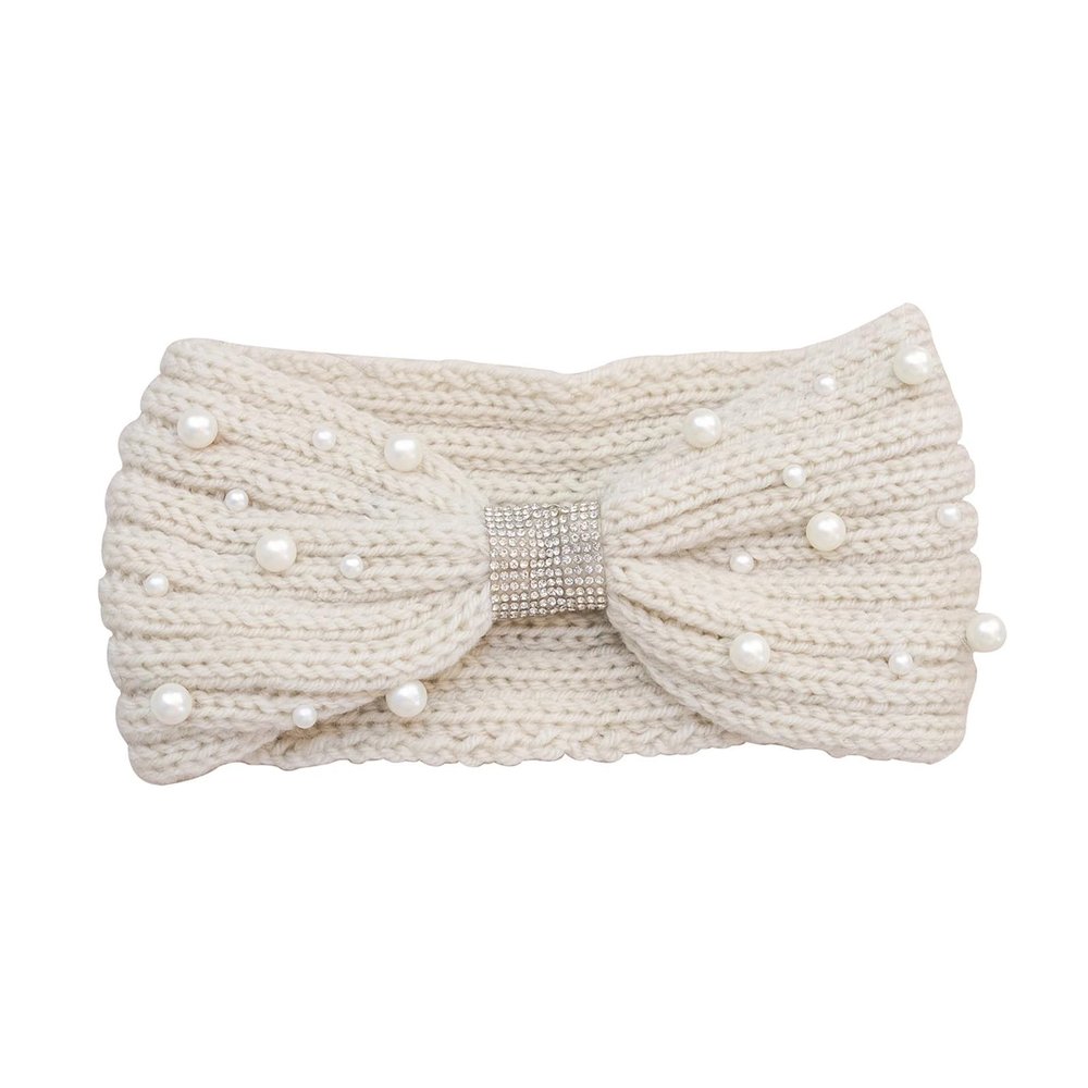 ERJGIKL Ear Warmer Headband 1PC Winter Pearl Headband For Women Knitted Headbands New Cotton Headwear Elastic Hair Band Accessories(Color-09)
