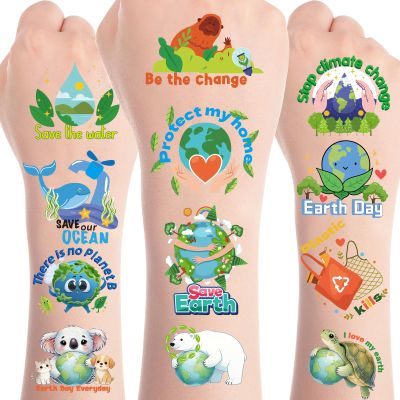 8 Sheets 200+ Happy Earth Day Temporary Tattoos Stickers Protect My Home Environment Earth Day Tattoo Stickers Favors Gifts Rewards Supplies