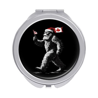 Sasquatch Bigfoot Canada Flag Compact Travel Mirror Pocket Makeup 2 Sided Folding Handheld for Handbag Purse
