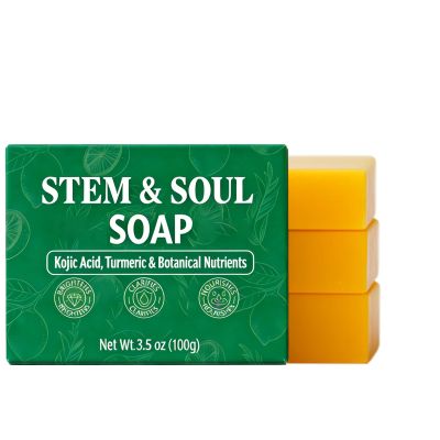 Stem and Soul Soap, Upgraded Stem & Soul Turmeric Lemon Soap Bar For Dark Spots, Support Nourishes And Clarifies Help Cleaning Facial And Body Skin, And Suitable Dry And Oily Skin. (3 Pcs)