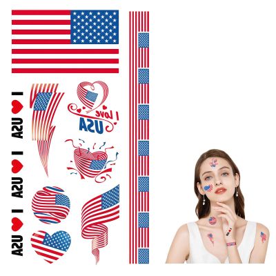 110 Pcs 4th of July American Flag Temporary Tattoos, 250th Anniversary USA Flag Face Tattoo for Soccer 2026 Sports Party Decor Memorial Day