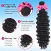 Deep Wave Human Hair Bundles 22 24 26Inch Curly Bundles Human Hair 100% Unprocessed Brazilian Virgin Hair Bundles for Women Quick Weave Hair Bundle Hair Extensions Natural Black view 2