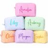 auysolty Personalized Seersucker Makeup Bag with Name Custom Embroidered Name Cosmetic Bag, Monogram Toiletry Pouch Bridesmaid Bridal Proposal Gift view 1