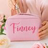 auysolty Personalized Seersucker Makeup Bag with Name Custom Embroidered Name Cosmetic Bag, Monogram Toiletry Pouch Bridesmaid Bridal Proposal Gift view 3