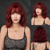 15inch Cold Brown Synthetic Fiber Short Curly Wig, Natural Realistic Lolita Full Head Wig, Fashion Wig Perfect for Cosplay Dating Gift (15inch-red) view 1