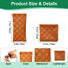 2Pcs Small Makeup Bag for Purse, Mini Checkered Leather Purse Pouches for Purse Small Makeup Pouch Small Coin Purse Organizer Pouches, Portable No Zipper Pocket Cosmetic Bag for Women (Brown) view 3