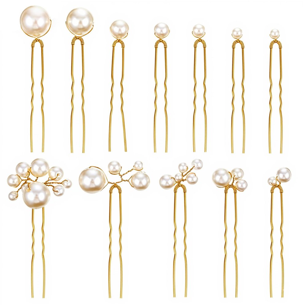 12Pcs Pearl Hair Pins, Ymapinc Bridal Wedding Hair Pins Pearl for Women, Decorative Pearls Hair Accessories, Bride Jewelry for Wedding Hairstyles (1set-12pcs)