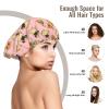 MZERSE Unisex Double Layer Satin Silk Bonnet Sleep Cap Pug Pizza Pink Hair Wrap for Curly Hair & Daily Hair Care view 3