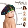 MZERSE Unisex Satin Silk Sleep Bonnet Double Layer Non Slip Hair Cap Trippy Red Blue Art for Natural Curly Long Hair view 3