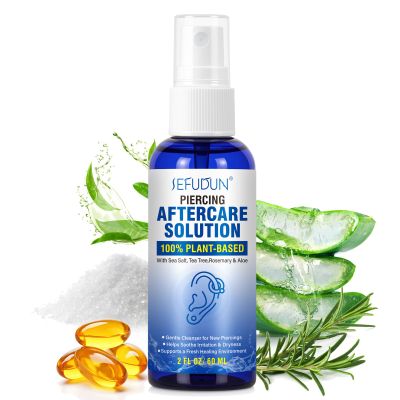 Piercing Aftercare Spray, Saline Solution for Piercings, Keloid Bump Removal & Smoothing Cleansing Piercing Aftercare Solution for Ear Belly Nose, 2 FL OZ