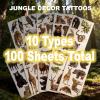 100 Pack Jungle Animal Temporary Tattoos for Kids, Pre-Cut Fake Tattoo Stickers for Jungle Party Decorations, Birthday Party Favors, School Rewards, Goodie Bags, Boys and Girls view 4