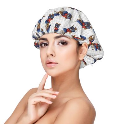 MZERSE Double Layer Satin Silk Night Bonnet, Scottie Dog with Bagpipes Adjustable Strap Sleep Cap for Curly Hair Anti Frizz