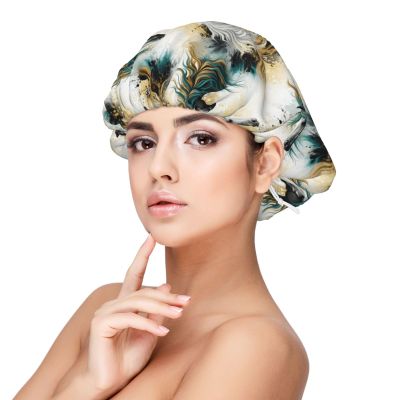 MZERSE Double Layer Satin Sleep Bonnet, Gold Horse Painting Art Soft Hair Cap Adjustable Strap for Women Curly & Braided Hair