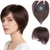 EREE HAIR Short Straight Human Hair Topper, 8 Inch Dark Brown view 1