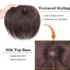 EREE HAIR Short Straight Human Hair Topper, 8 Inch Dark Brown view 3