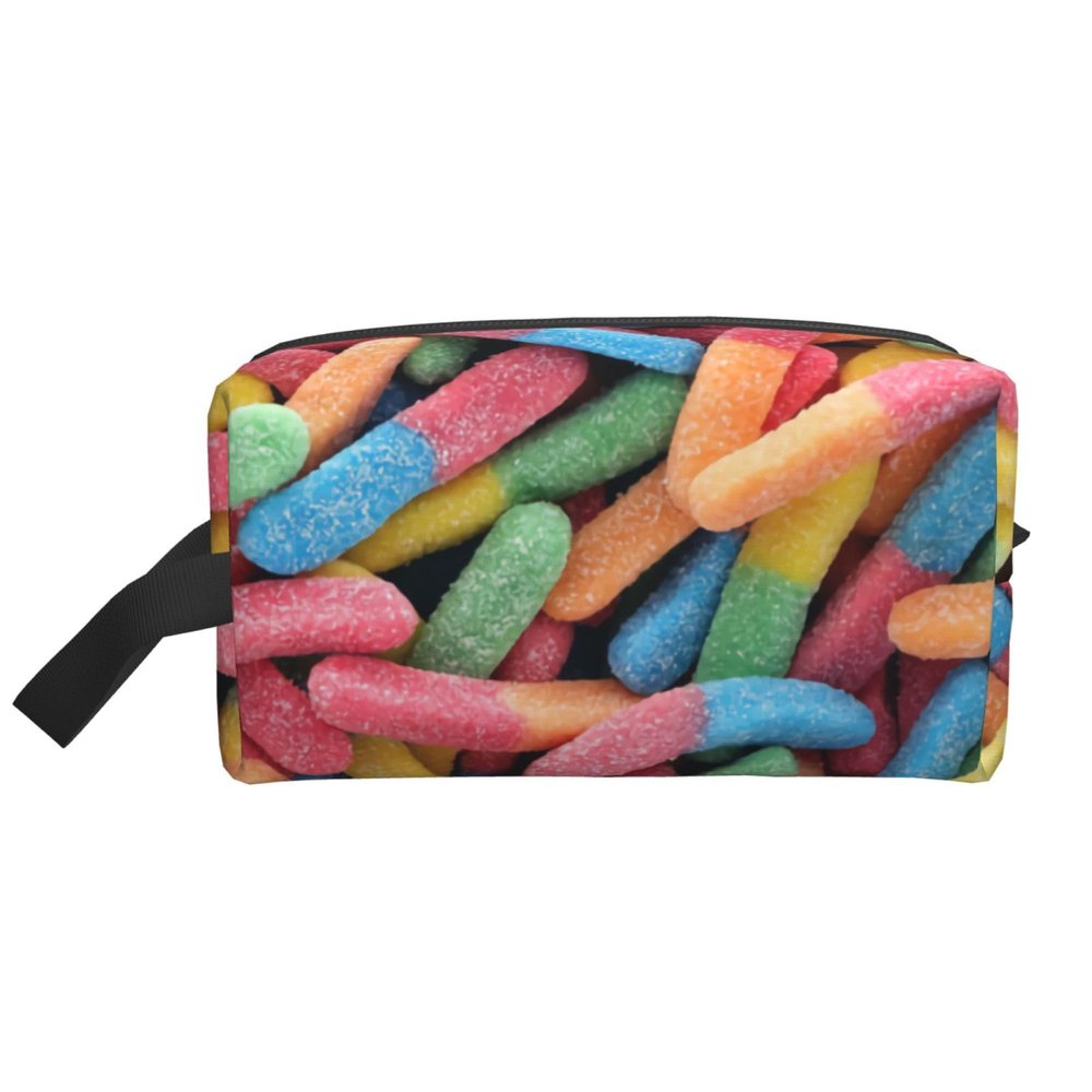 Aruzdey Sour Gummy Worms Travel Toiletry Bag Toiletry Bag For Women Men Hanging Cosmetic Bag Travel Accessories For Women Men