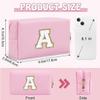 Initial Makeup Bag for Women Gifts, PU Leather Cosmetic Pouch, Pink Style M view 2