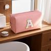 Initial Makeup Bag for Women Gifts, PU Leather Cosmetic Pouch, Pink Style M view 3